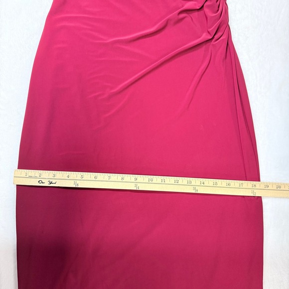 Lauren Ralph Lauren Evening One Shoulder Ruched Maxi Dress Deep Red Holidays 6 - Picture 10 of 10